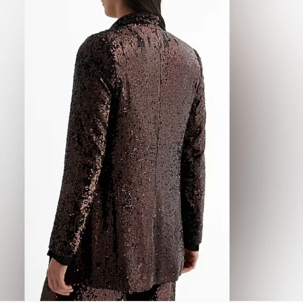 Express Shimmering Sequin Brown Blazer Sz M - Picture 2 of 8
